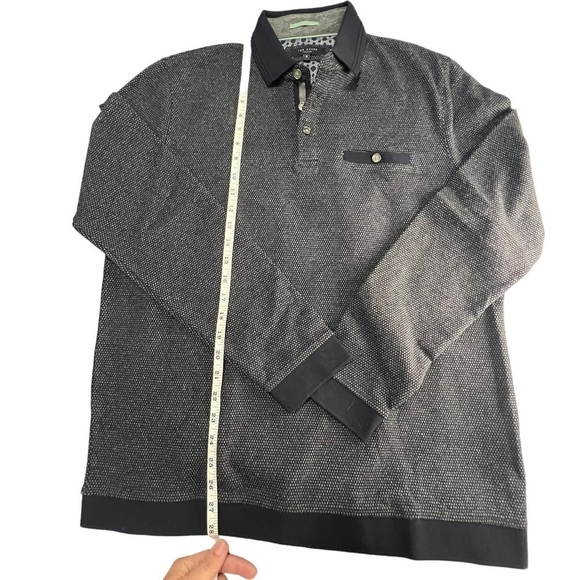 Ted Baker Collar Sweater Pullover Button 100% Cotton Navy Blue Size 5 (XL) - Picture 8 of 9